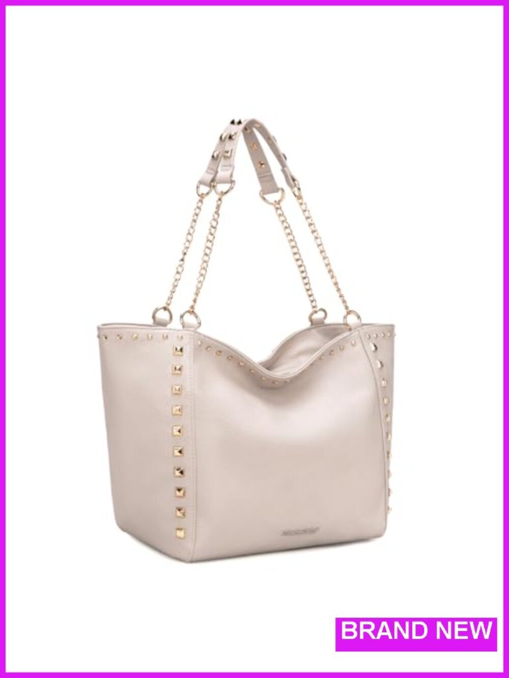 Oversized Vegan Leather Tote Bag with Chain Handle Hobo Purse for Women